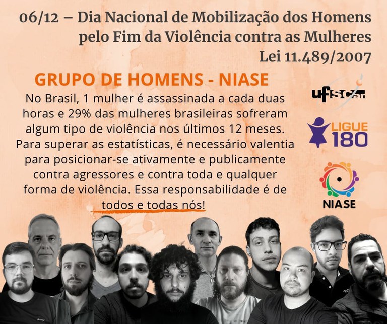 Arte com o rosto os participantes do Grupo de Homens do NIASE