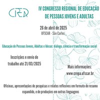 CREPA - Inscrições abertas para o IV Congresso Regional de Educação de Pessoas Jovens e Adultas (CREPA)